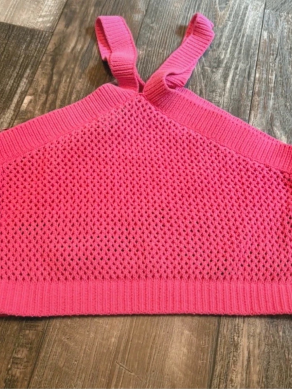 Zara Hot Pink Knit Halter Crop Top